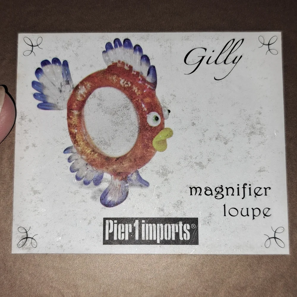 Glass Pier 1 Imports GILLY Fish Magnifier Loupe Magifying Blown Glass